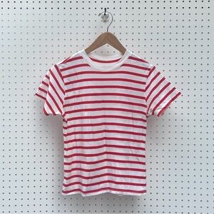 X by Carla Red and white striped short sleeve shirt